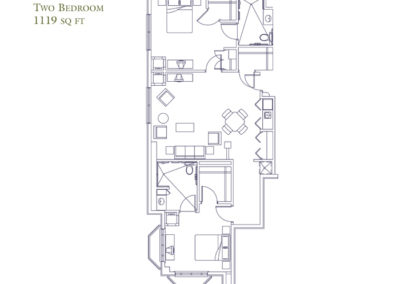 Assisted living facility two-bedroom apartment blueprint
