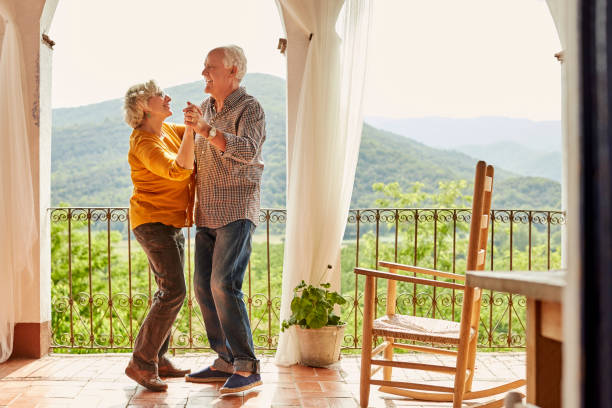 Elderly Couple Having Fun Safely